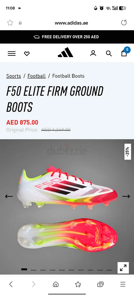 أديداس، حذاء كرة قدم من طراز F50 إيليت، مقاس US863247758811009110