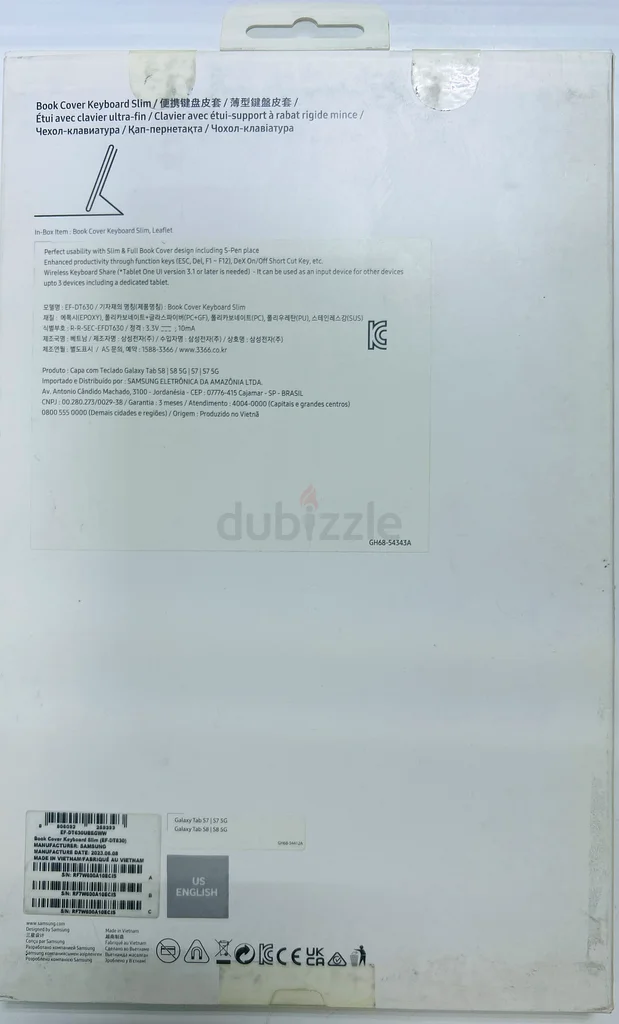 Samsumg Galaxy Book Cover Keyboard Slim For Galaxy Tab S8/ Galaxy Tab S7 Brand New Never Used Origin63255001117442111