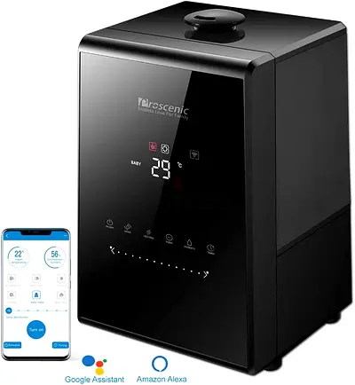 Proscenic 808C Humidifier for Bedroom 5.3L, App and Alexa Control, 360° Warm and Cool Mist diffuser