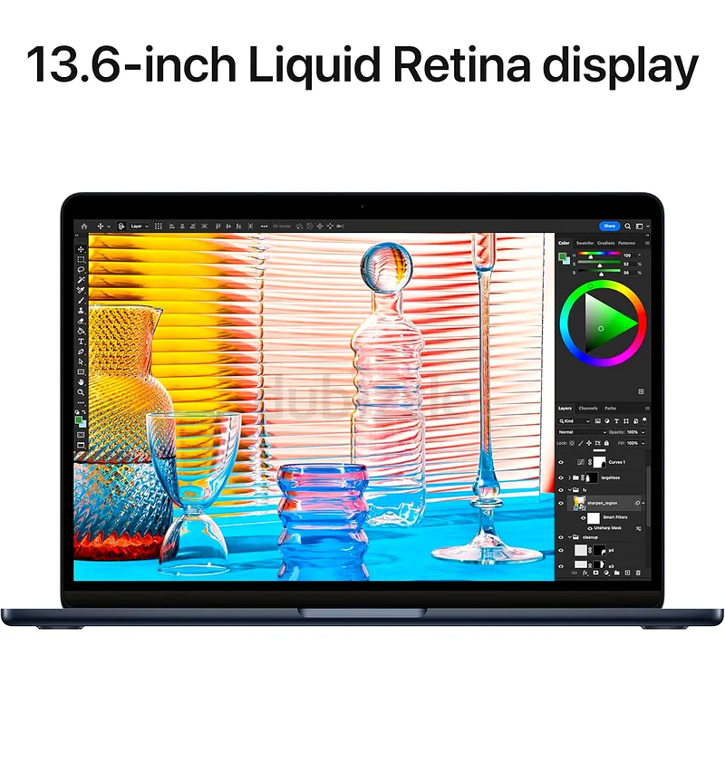 كمبيوتر محمول Apple MacBook Air مع شريحة M2: شاشة Liquid Retina بحجم 13.6 بوصة، وذاكرة وصول عشوائي بسعة 16 جيجابايت، وسعة تخزين 256 جيجابايت من نوع SSD،63165239013122111
