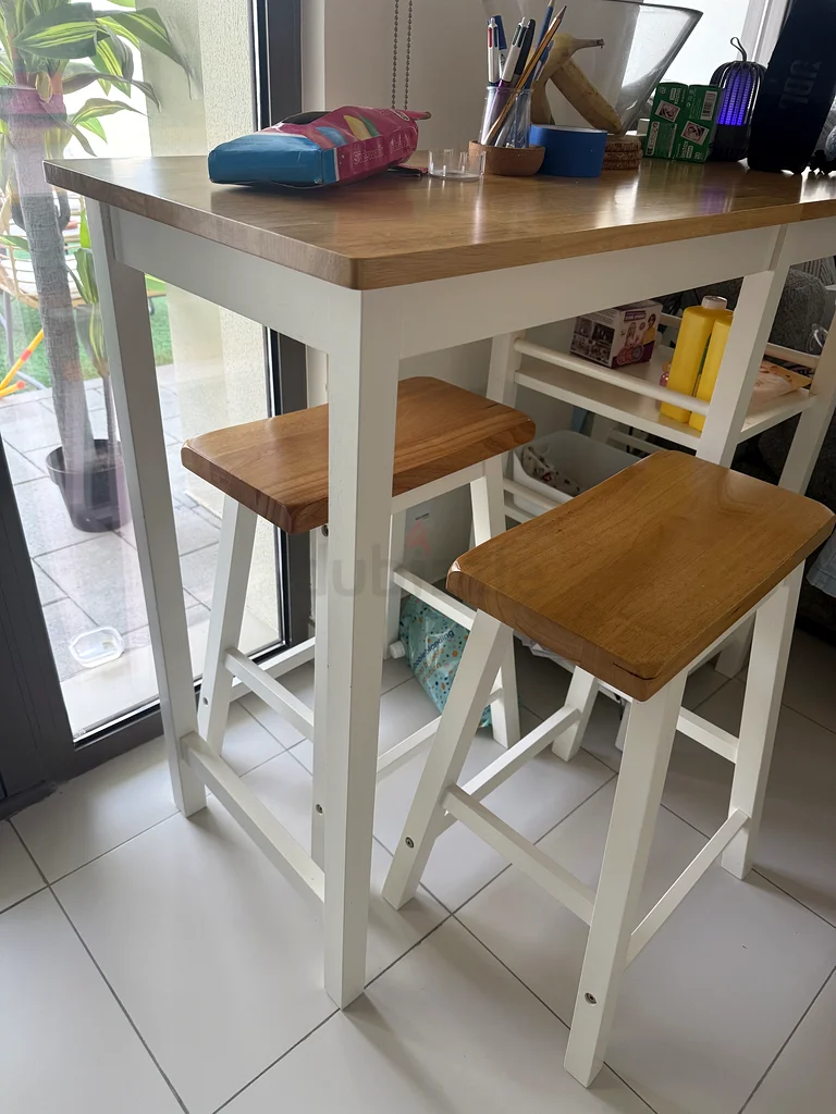 Table and matching Stools   Tampa 2-Seater Wooden Top High Dining Set63219817838211112