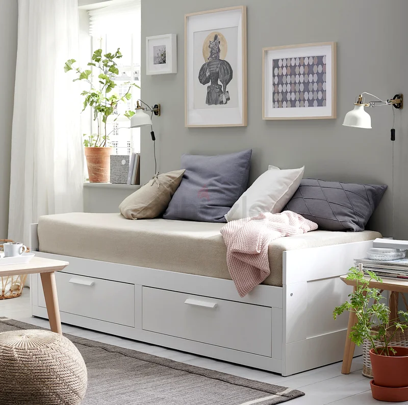 Ikea - BRIMNES Day-Bed W 2 Drawers/2 Matt Stylish White Storage Bed with Drawers63221848994817110