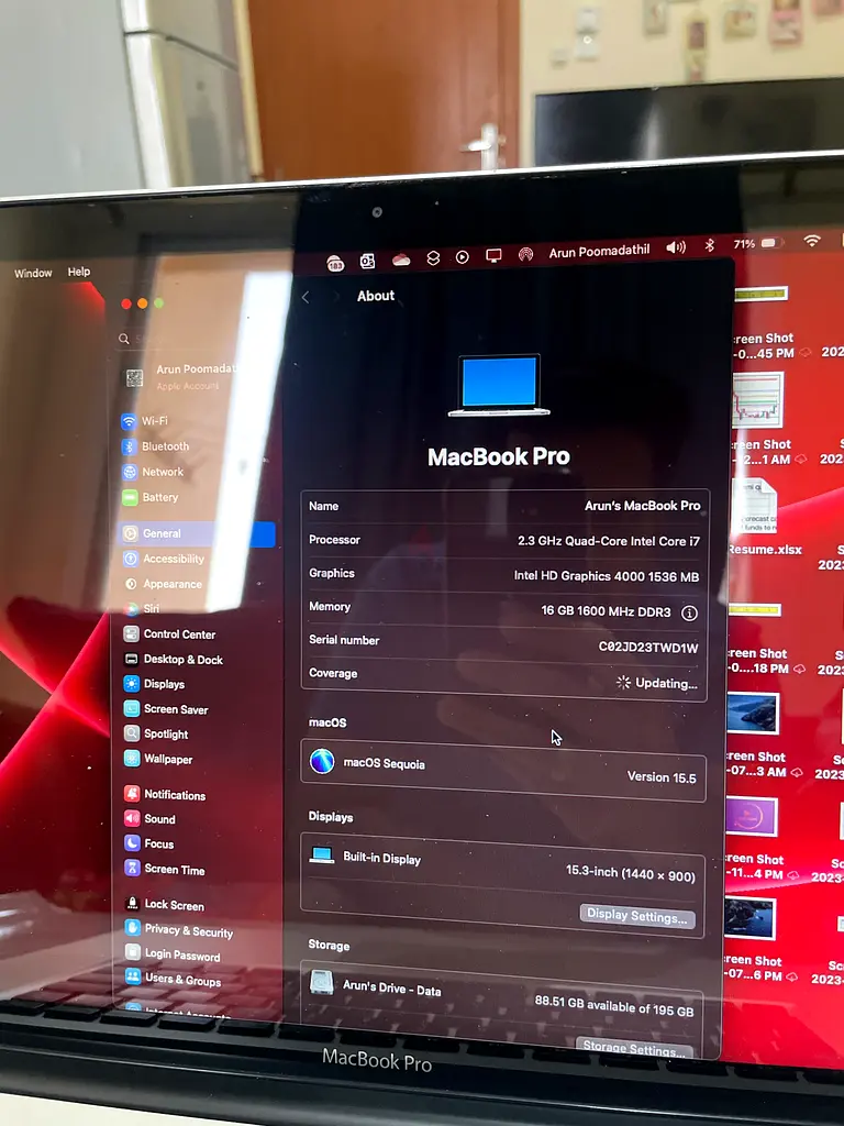 MacBook Pro 2012 15.3 with macOS Sequoia Installed - 16gb RAM63254488659458112