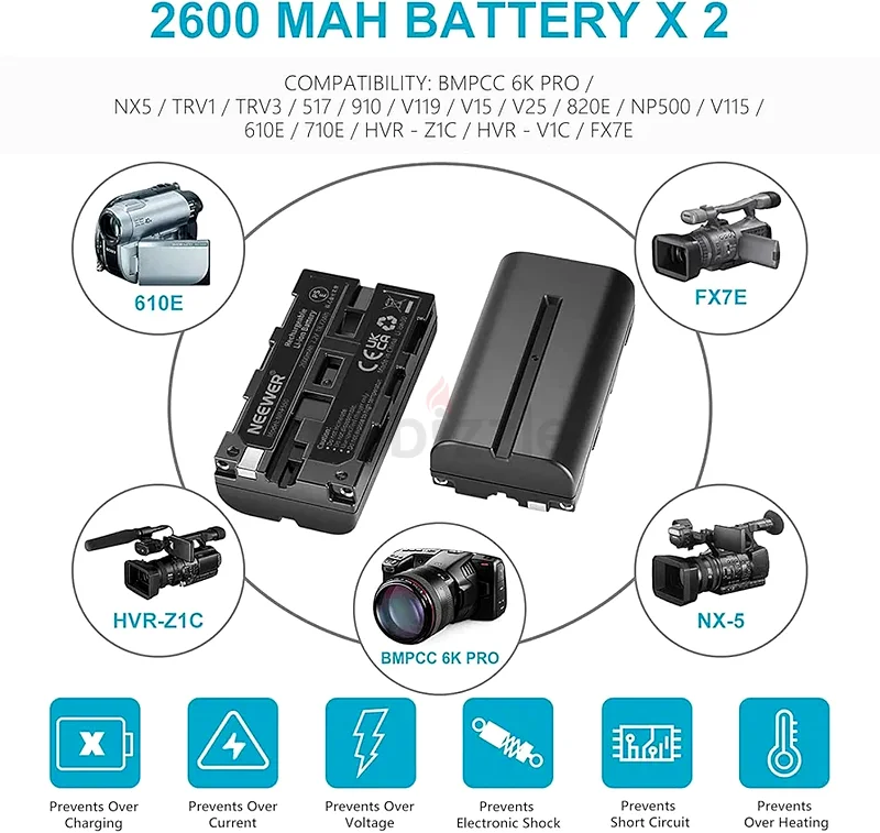 شاحن بطارية نيوور NP F550، مجموعة متوافقة مع سوني NP F970 F750 F770 F960 F550 F530 F330 F57063172681222275113