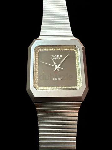 Rado Men Wristwatch Diastar Black Square Quartz Analog Battery Dead 500496