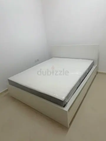 IKEA Malam queen bed frame with 2 storage drawers underneath and with IKEA mattress 160×200cm