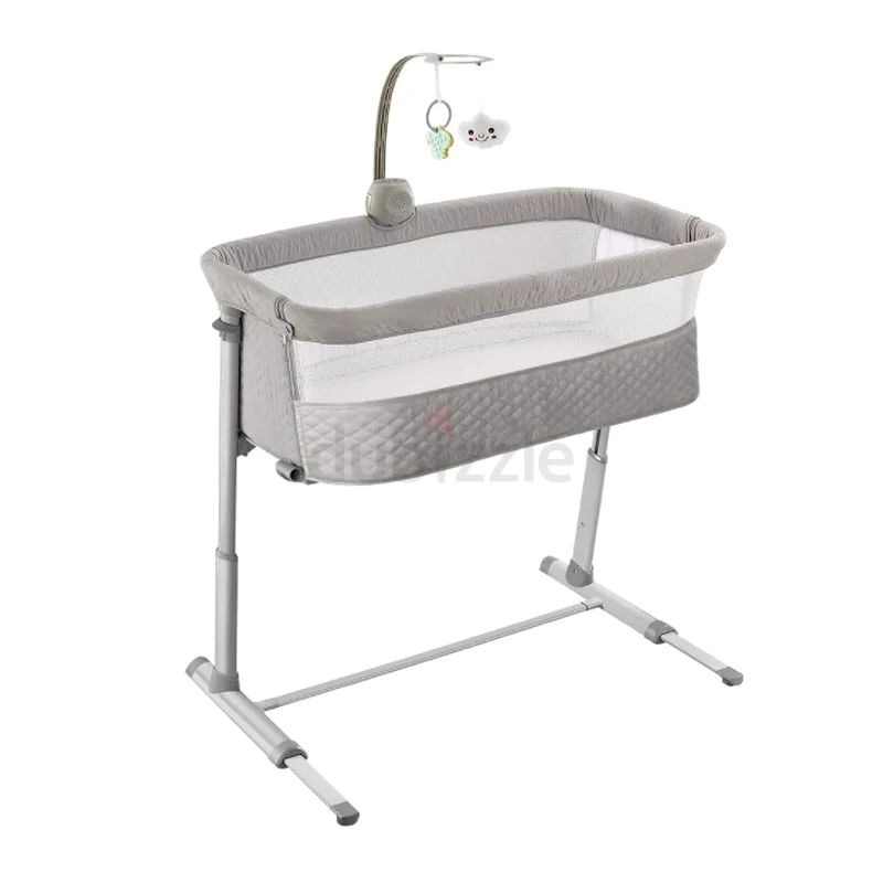 Grey Baby Crib with Music Box and Toys63175287093889112