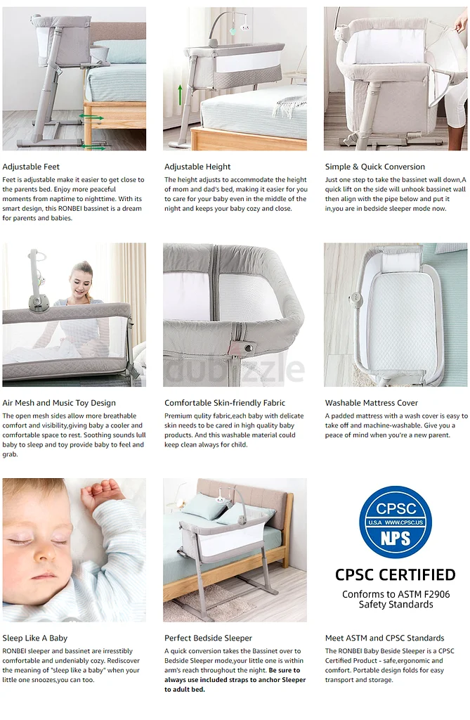 Grey Baby Crib with Music Box and Toys63175287093889113