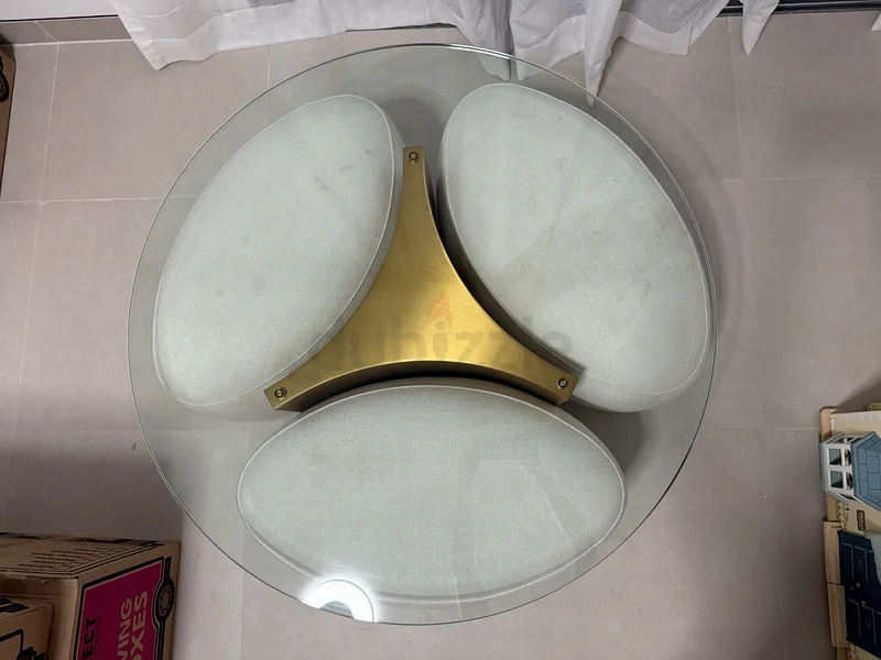 EICHHOLTZ MODUS COFFEE TABLE IN ANTIQUE BRASS WITH OTTOMANS63221848478978111