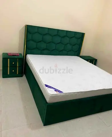 Stylish Green Upholstered Queen Bed