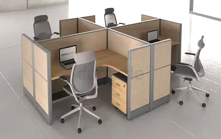 Goku 4 Cluster L Shaped Acoustic Office Workstation