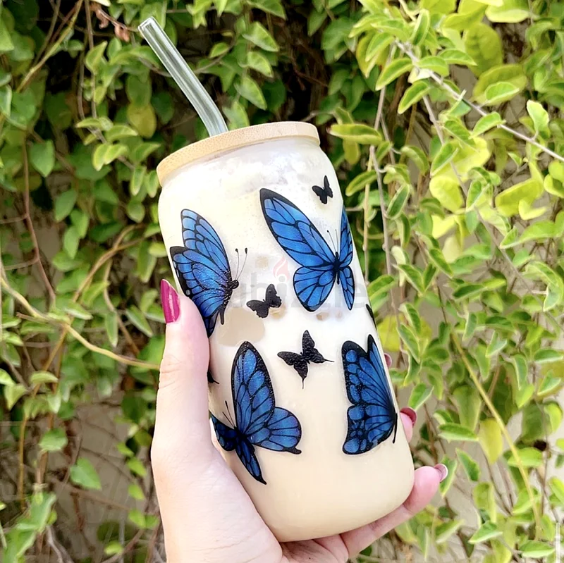 Trendy Butterfly Design Glass Tumbler-Perfect for Your Active Lifestyle!63215871896705110