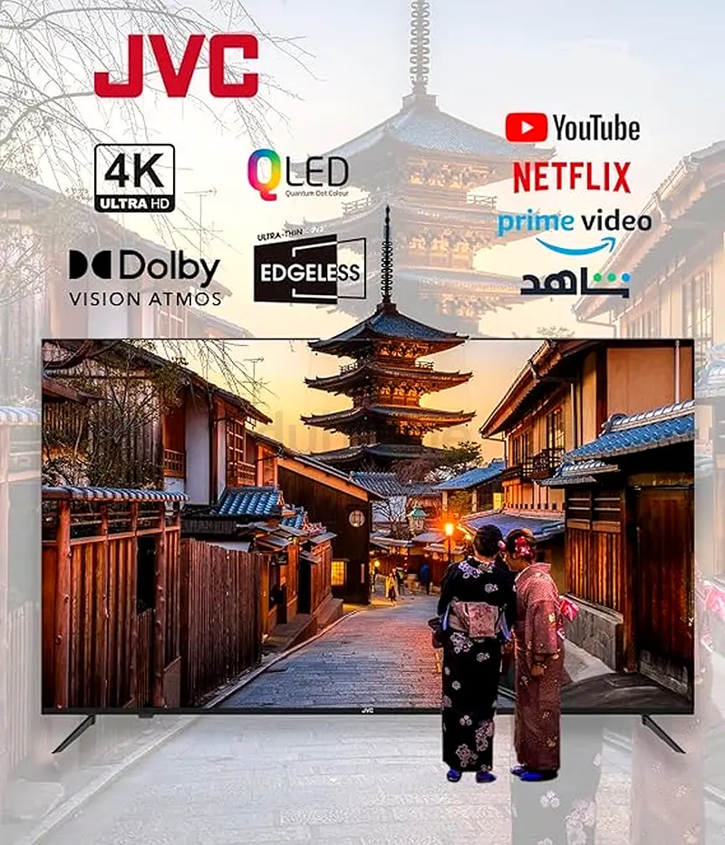 JVC 75 Inch 4K UHD QLED Edgeless Smart TV with Voice Mouse, Bluetooth and Dolby Au