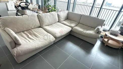 Home Center swin feather filled sofa beige