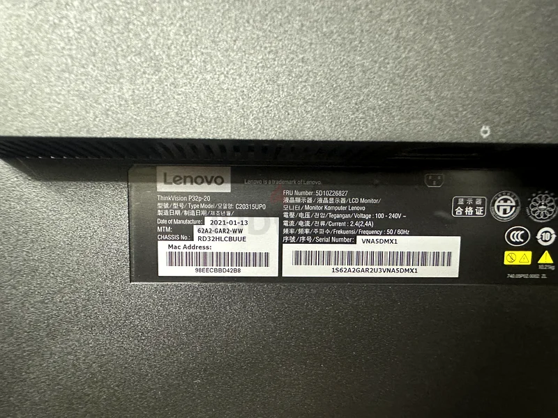 Lenovo ThinkVision P32P-20 32 4K UHD (‎3840x2160) | IPS | USB-C | Eye Care | Ethernet port | VESA.63264089067523111