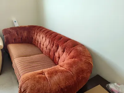 Elegant Vintage Velvet Sofa in Warm Terracotta