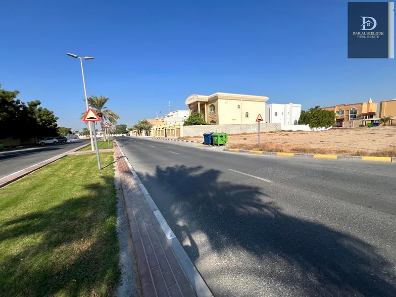 For sale in Sharjah, Al Quoz area, residential land, area 9100 feet, corner on two streets, ground floor and first floor63194075213443111