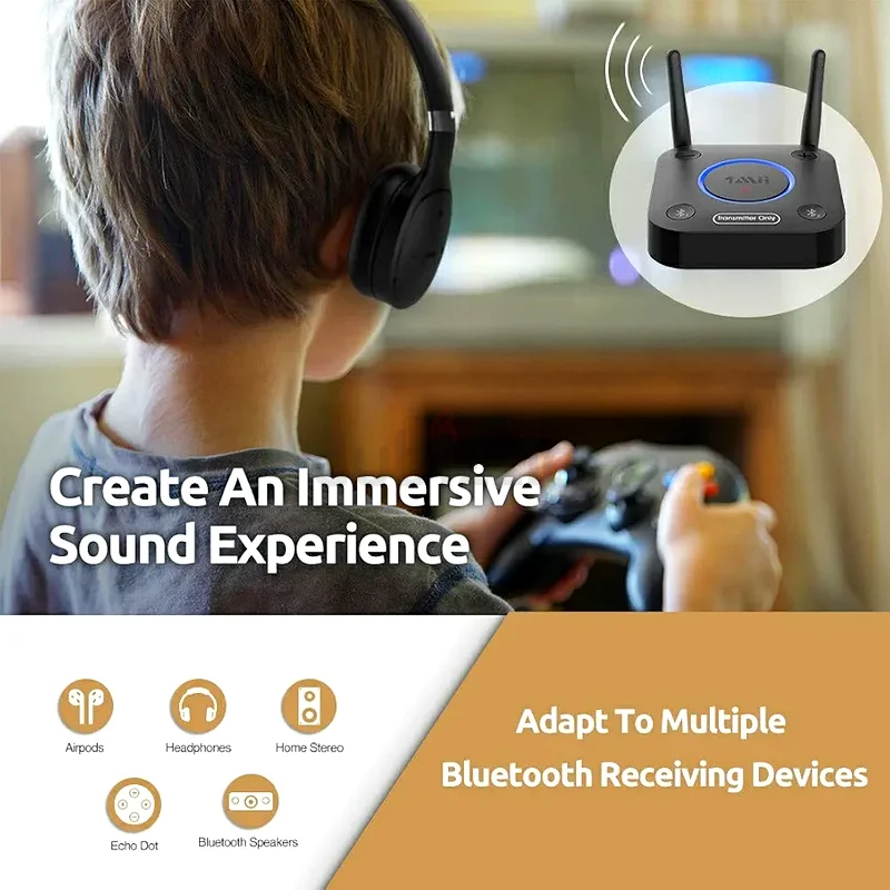 1Mii B06TX Bluetooth 5.0 Transmitter for TV to Wireless Headphone/Speaker, Bluetooth Adapter for TV63262937485058113