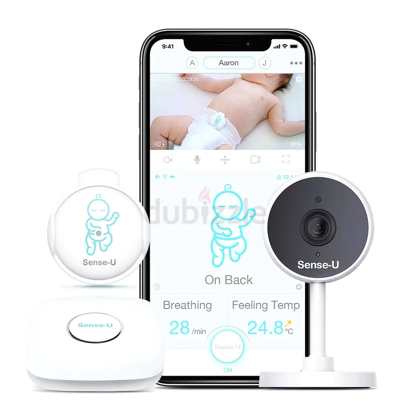 جهاز مراقبة الأطفال الذكي Sense-U 2 مع مستشعرات حركة التنفس ودرجة الحرارة: يتتبع حركة تنفس الطفل632267842958091117