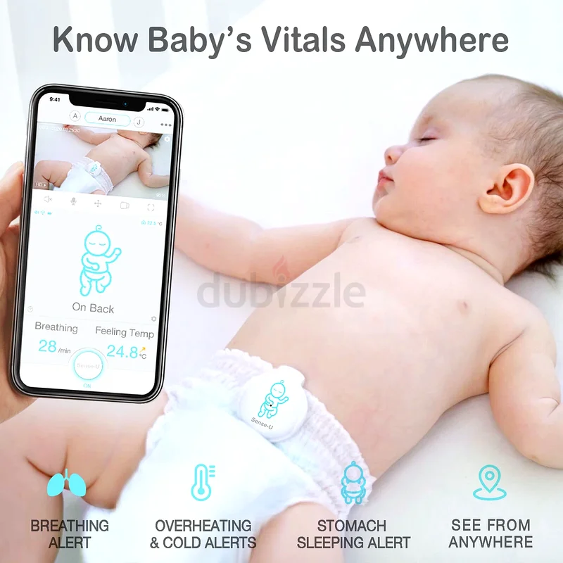 جهاز مراقبة الأطفال الذكي Sense-U 2 مع مستشعرات حركة التنفس ودرجة الحرارة: يتتبع حركة تنفس الطفل63226784295809113