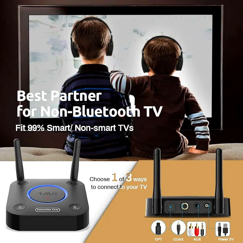 1Mii B06TX Bluetooth 5.0 Transmitter for TV to Wireless Headphone/Speaker, Bluetooth Adapter for TV63262937485058112