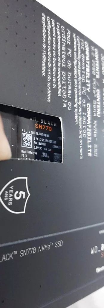 NEW WESTERN DIGITAL SSD BLACK SN770 NVMe (WDBBDL0010BNC-WRWM) 1TB63256596279553113