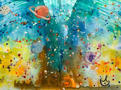 Multi paintings watercolor/pastel/pencil - Hand-painted Abstract Masterpieces