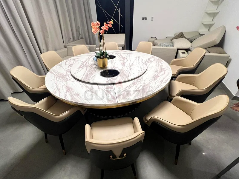 بيع طاولة طعام دائرية بجودة فاخرة مع عشرة كراسي63179389269507111