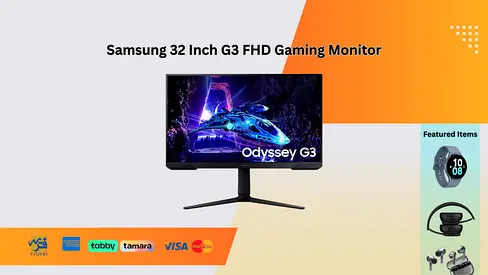 Samsung 32 Inch Odyssey G3 180hz Flat Gaming Monitor | Full HD, 1ms, FreeSync Premium, شاشة ألعاب