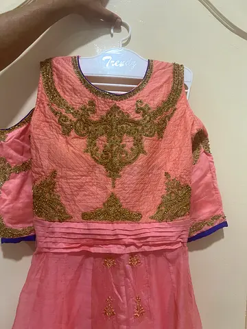 Beautiful Pink Ethnic Dress with Gold Embroidery