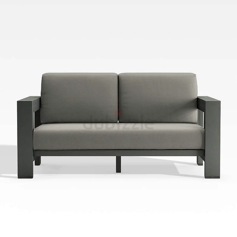 Outdoor Loveseat | 63 Metal | Canvas Charcoal Sunbrella632208319288331110