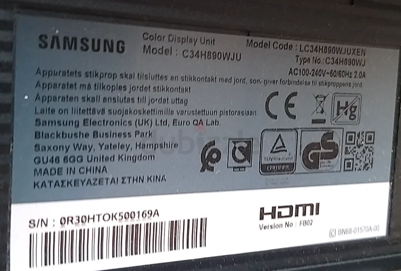 شاشة 4K سامسونج مقاس 34 بوصة منحنية بدقة WQHD، لوحة LED، مع منفذ نوع C، الموديل رقم C34H890WJU63256599799681113