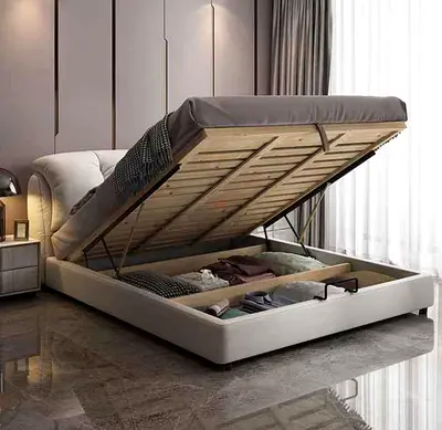 Stylish Storage Bed with Lift-Up Mechanism - Perfect for Modern Homes!