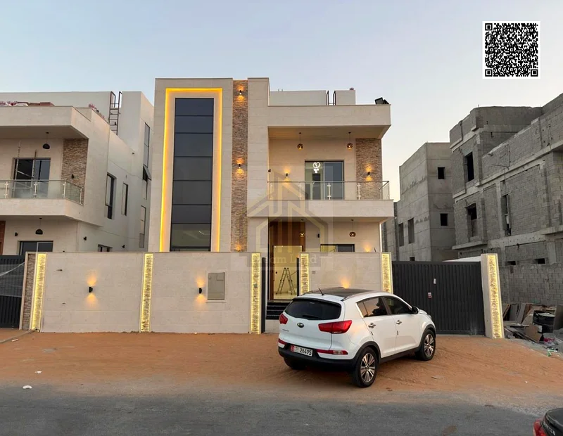 For sale, a luxurious two-story villa with a roof, including registration fees, in a strategic location - Ajman, close to Sheikh Mohammed bin Zayed Ro63170847895554111