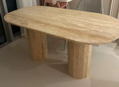 Elligent travertine marble dining table