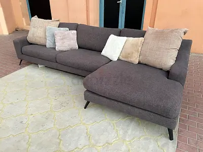 Feather filled MARINA Home LShape Sofa dark grey