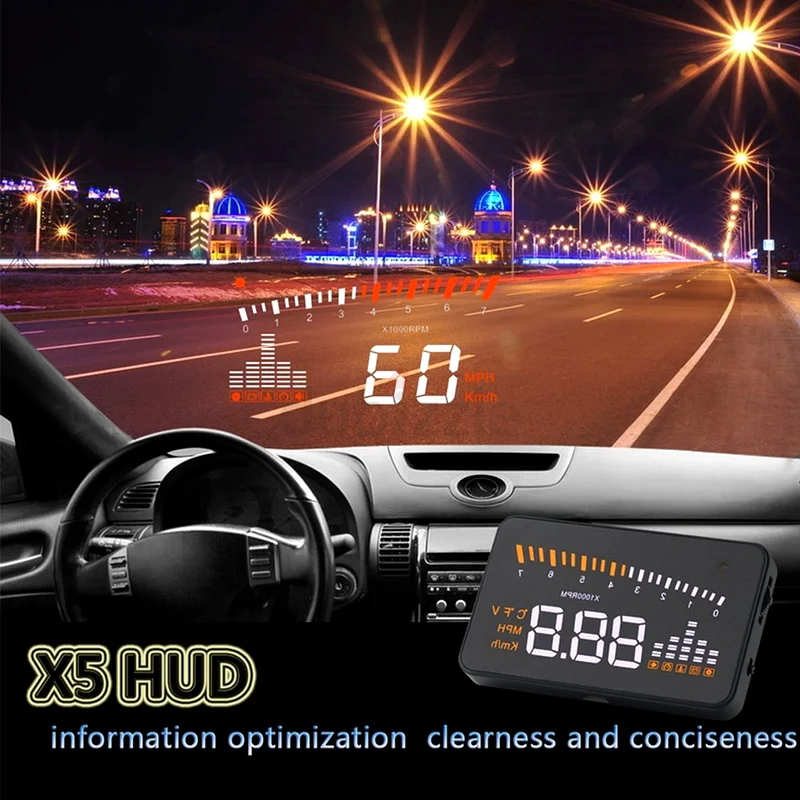 Head Up Display, X5 OBDII HUD 3 Alarm Head Up Display Windscreen Projector Speed Warning System63263523743873111