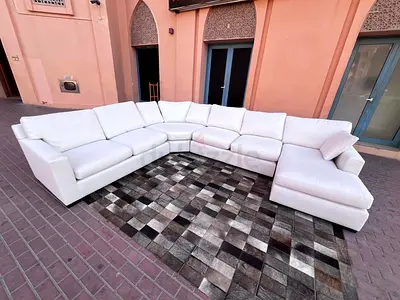 Crate Barrel Axis feather filled Corner U-shape Sofa beige