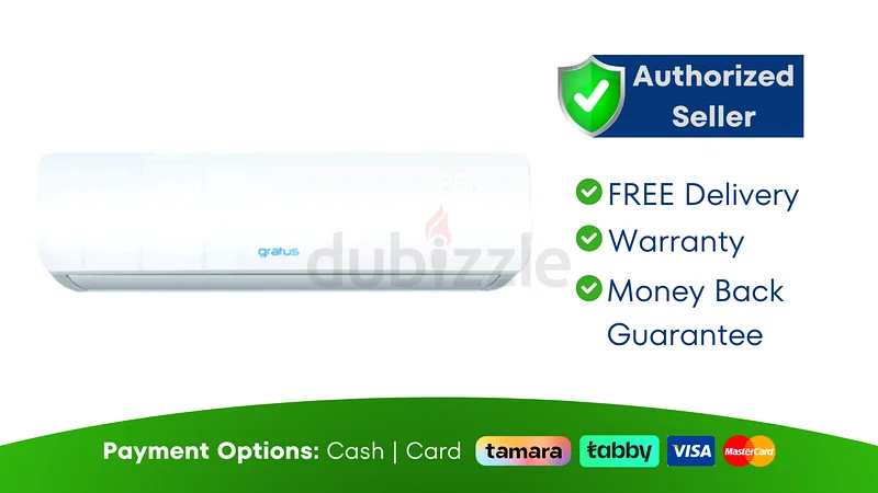 مكيف هواء سبليت 1 طن من شركة جراتوس ● جديد بالكامل | ضمان لمدة سنة | توصيل مجاني | SHJ3746632581360422431123