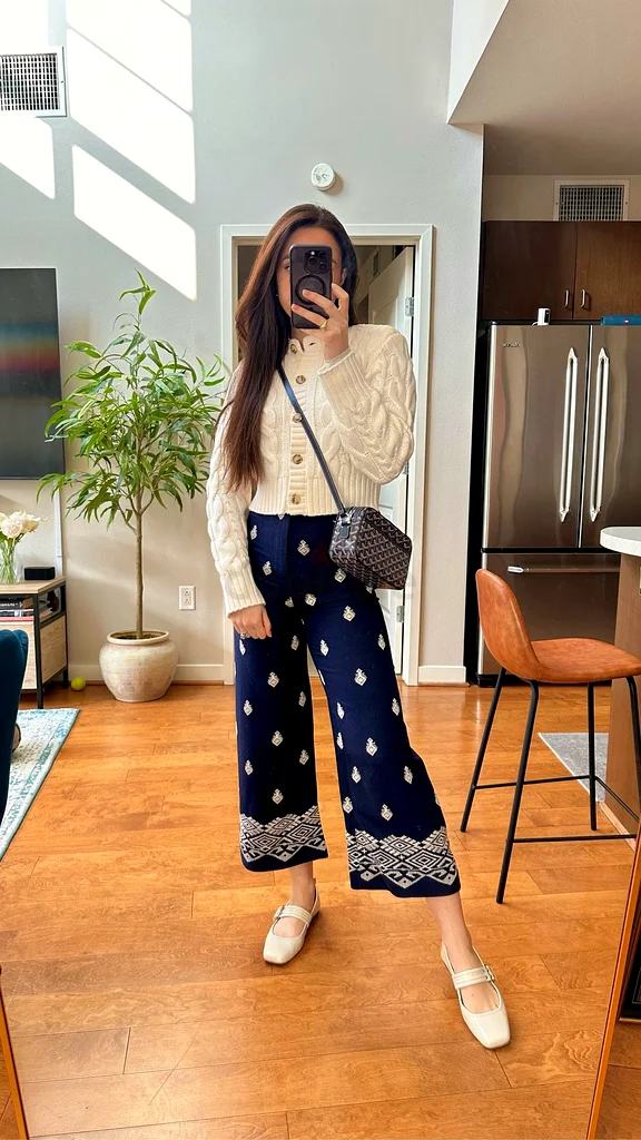 XL Zara Embroidered Culottes in Navy Blue63238110689667112