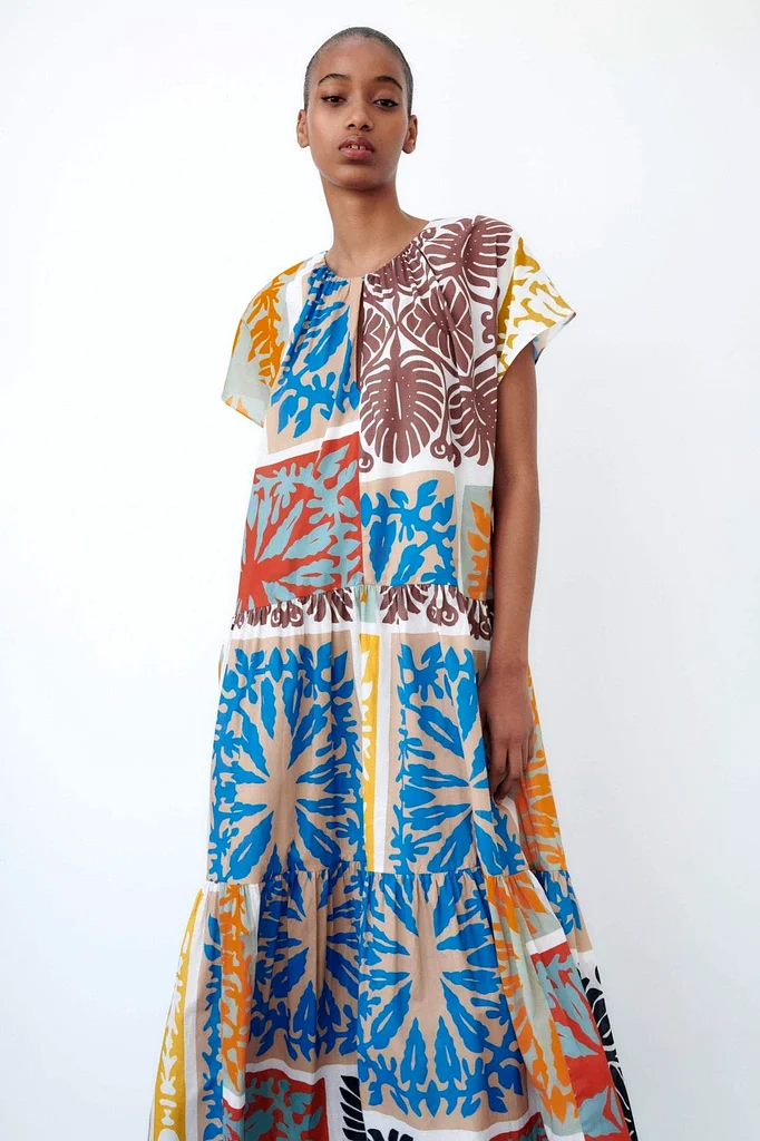 Zara Printed Midi Dress in Pure Cotton63238110640771111