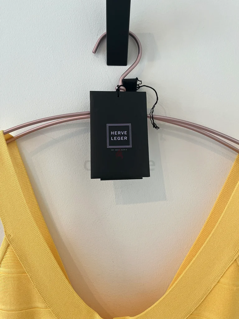 Stunning Herve Léger Yellow Bodycon Dress - Perfect for Summer!63238110724227114