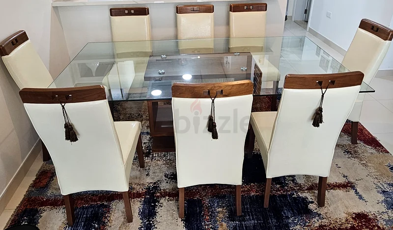 طقم طاولة طعام زجاجية لـ 8 أشخاص63179390600322111