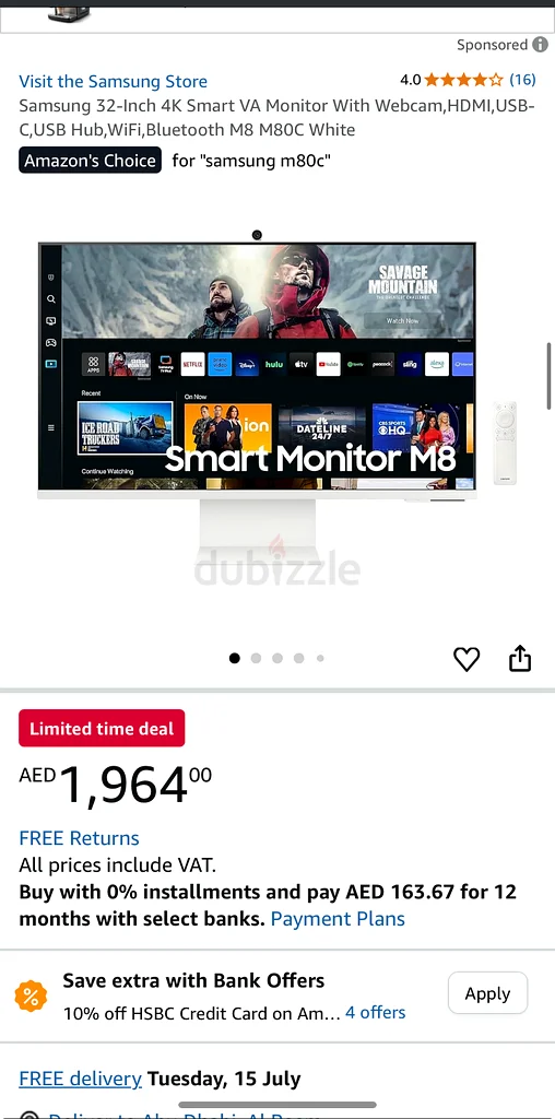 سامسونج شاشة ذكية 4K بحجم 32 بوصة، الطراز M8 M80C، باللون الأبيض63256599848963111