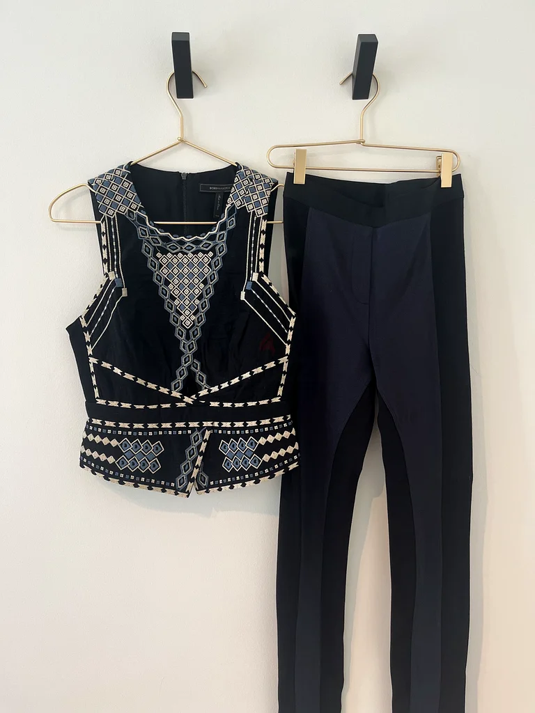 BCBG MAXAZRIA Black and Navy Embroided Set63238110750467111