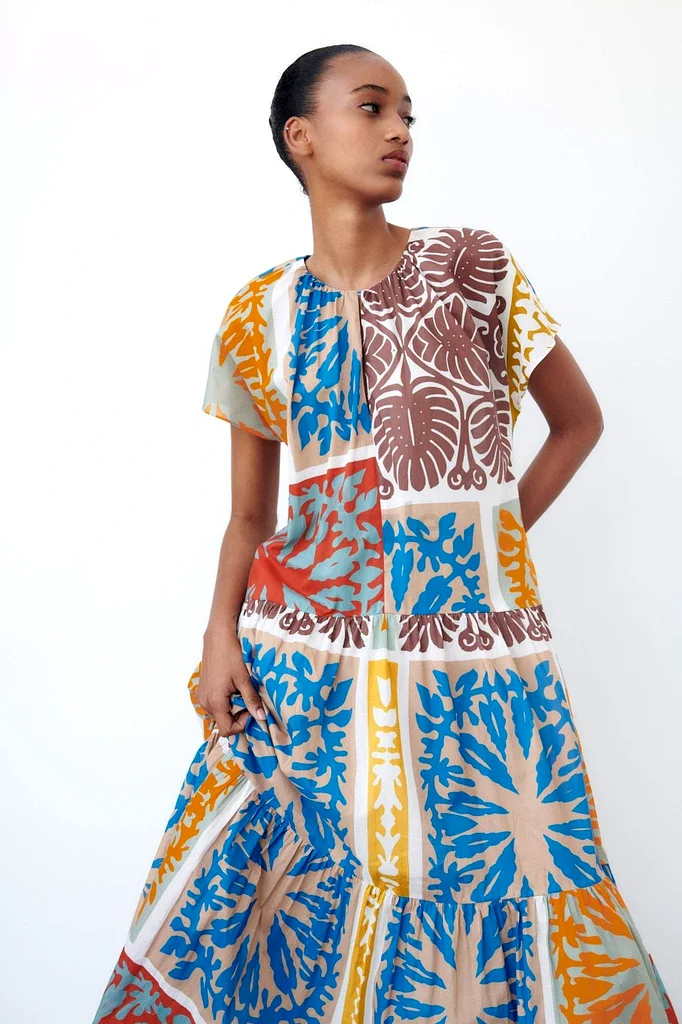 Zara Printed Midi Dress in Pure Cotton63238110640771112