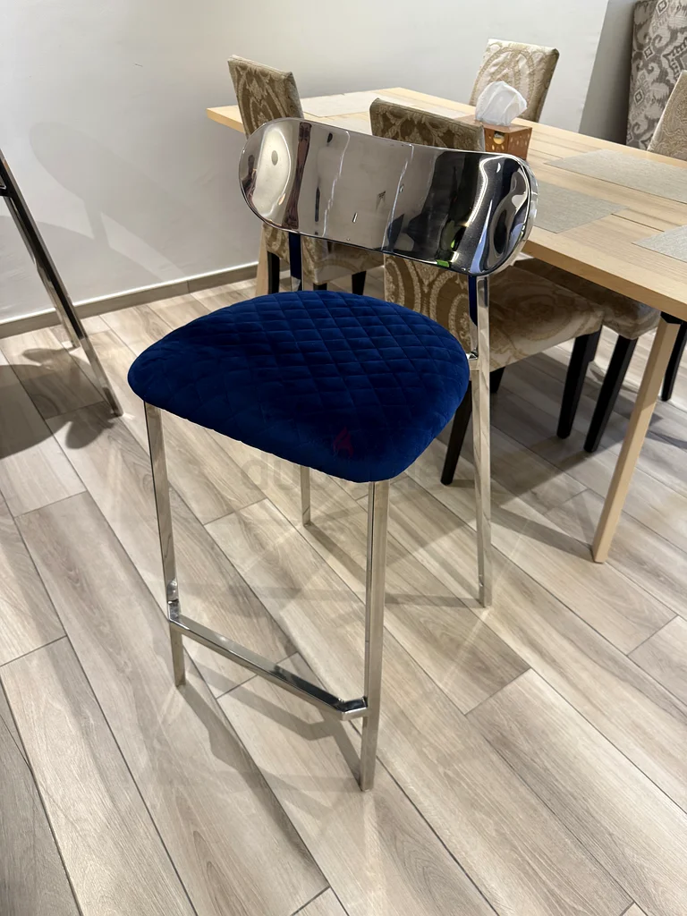 Contemporary Blue Velvet Bar Stools Set of 263209837360258111