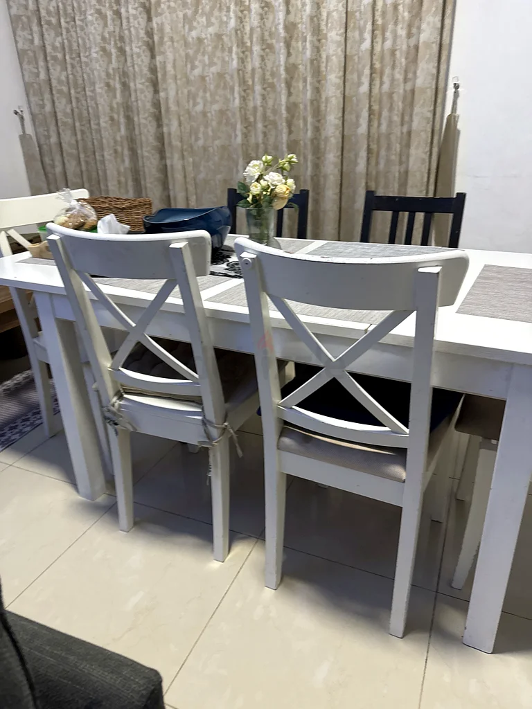 Stylish White Dining Table with Chairs for Modern Homes 6seater dining set63217327975298111
