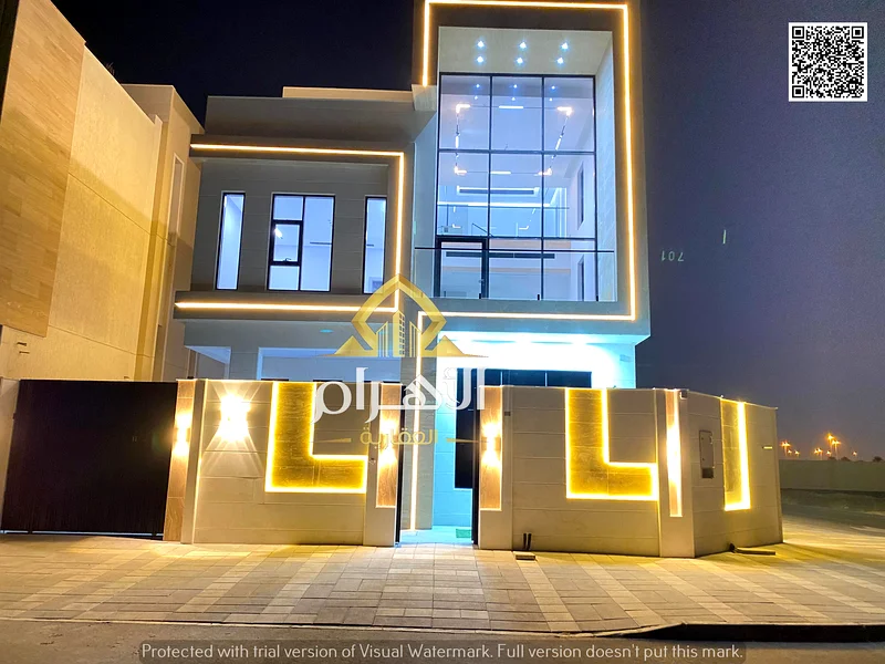 The most luxurious and finest villa in Ajman, including fees, registration, electricity, water, air conditioners, turnkey delivery, two floors, and fr63881908868865111