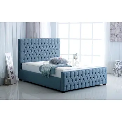 Stylish Queen Bed Frame with Tufted Headboard